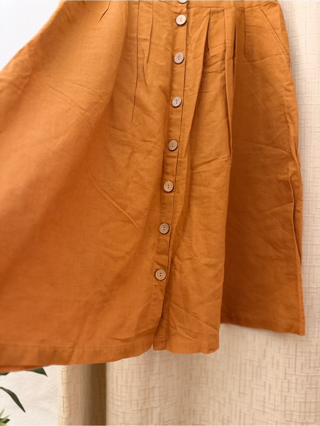 Button-Front A-Line Midi Skirt In Rust — image 5 of 8